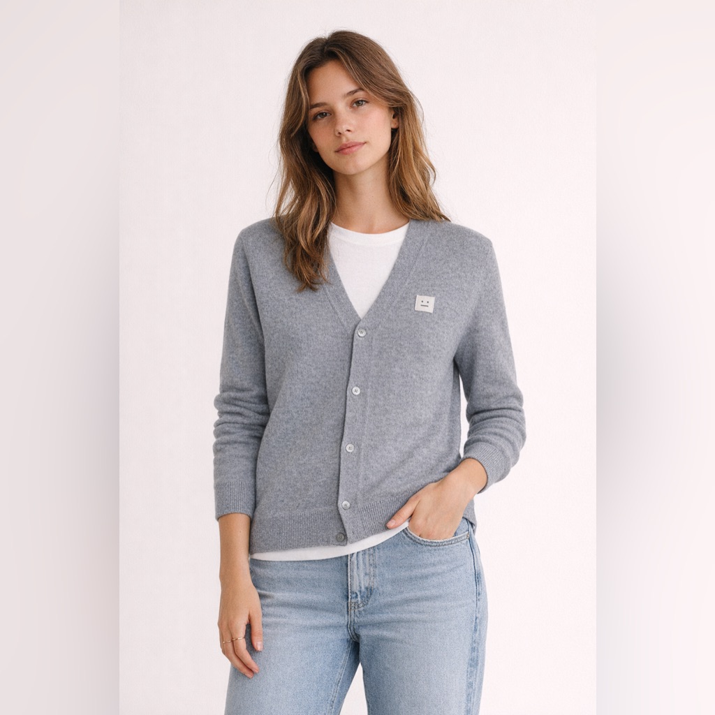 Acne Studios Gray V-Neck Button Cardigan